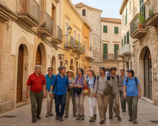 Kleine Reisegruppe erkundet eine historische Altstadt bei einem organisierten Kreuzfahrt-Landausflug